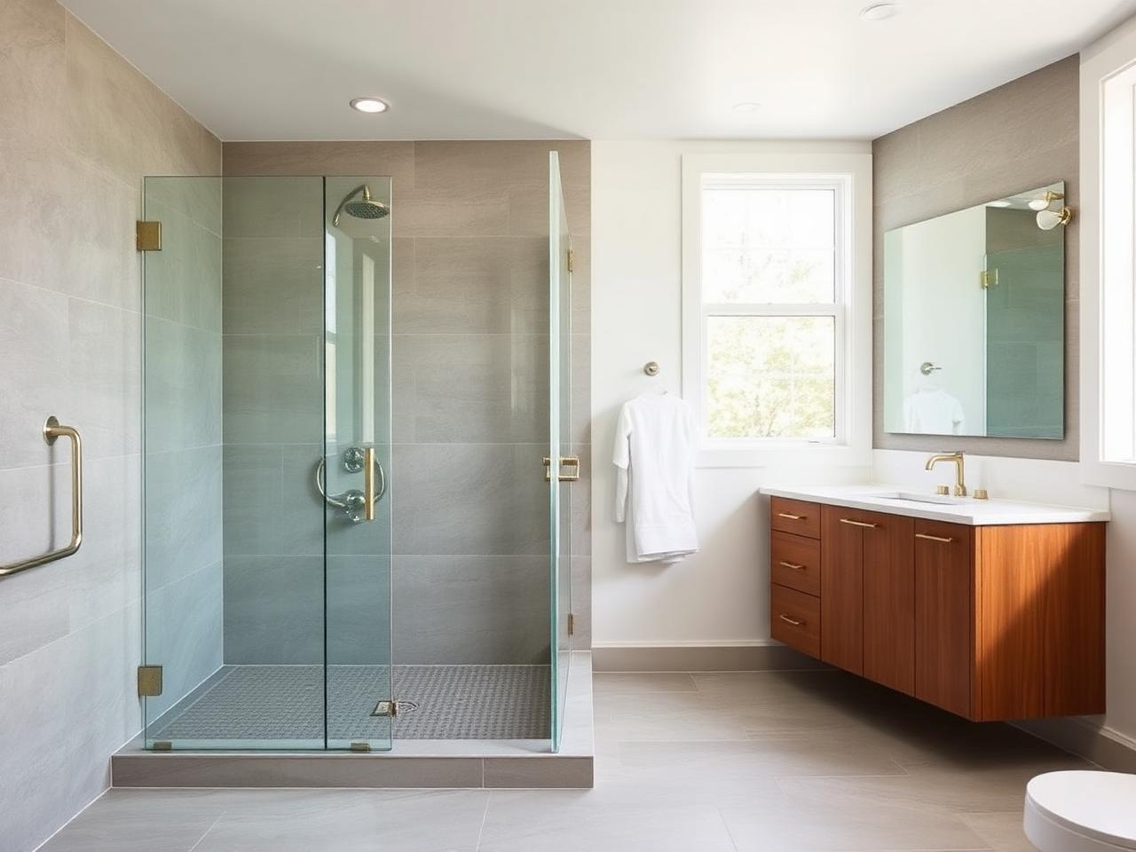 Bathroom renovation with walk-in shower in an Etobicoke home